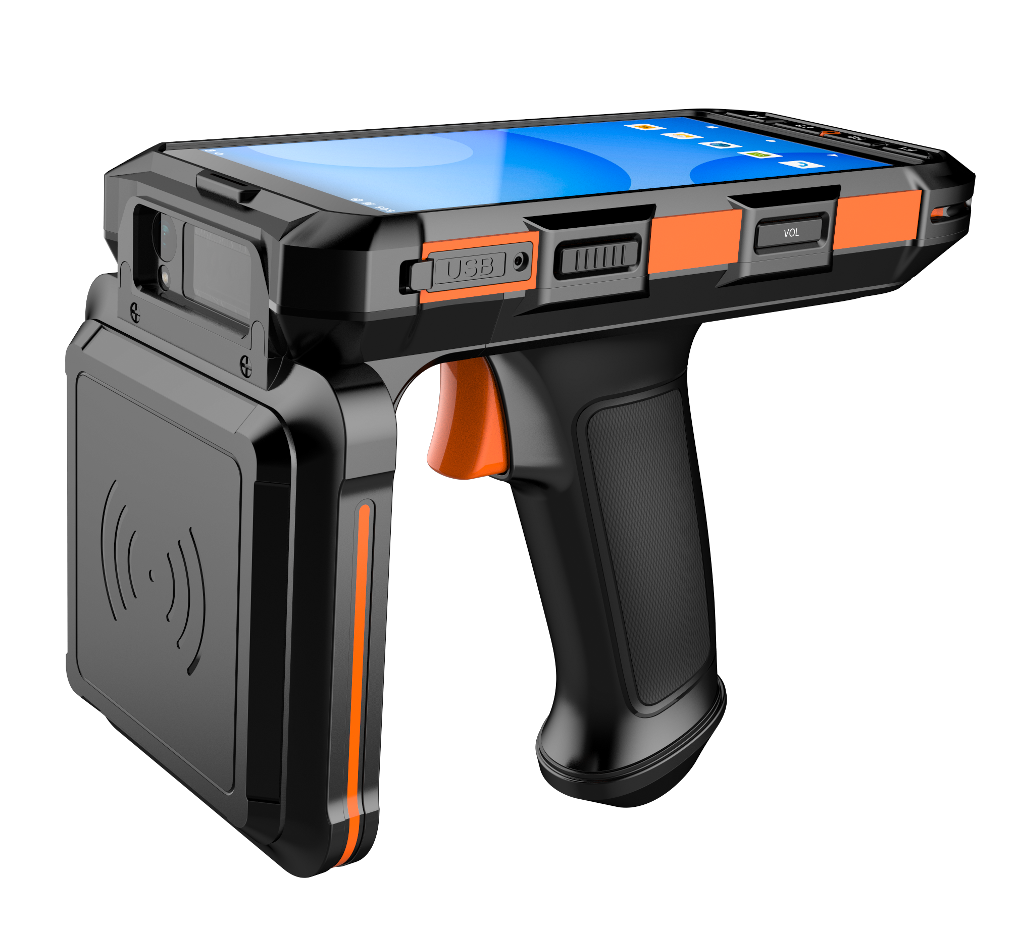 New Android 13 System Handheld RFID Reader 4G WIFI 15Meter Range ABS Material LF/HF/2D Camera for Warehouse Access Control