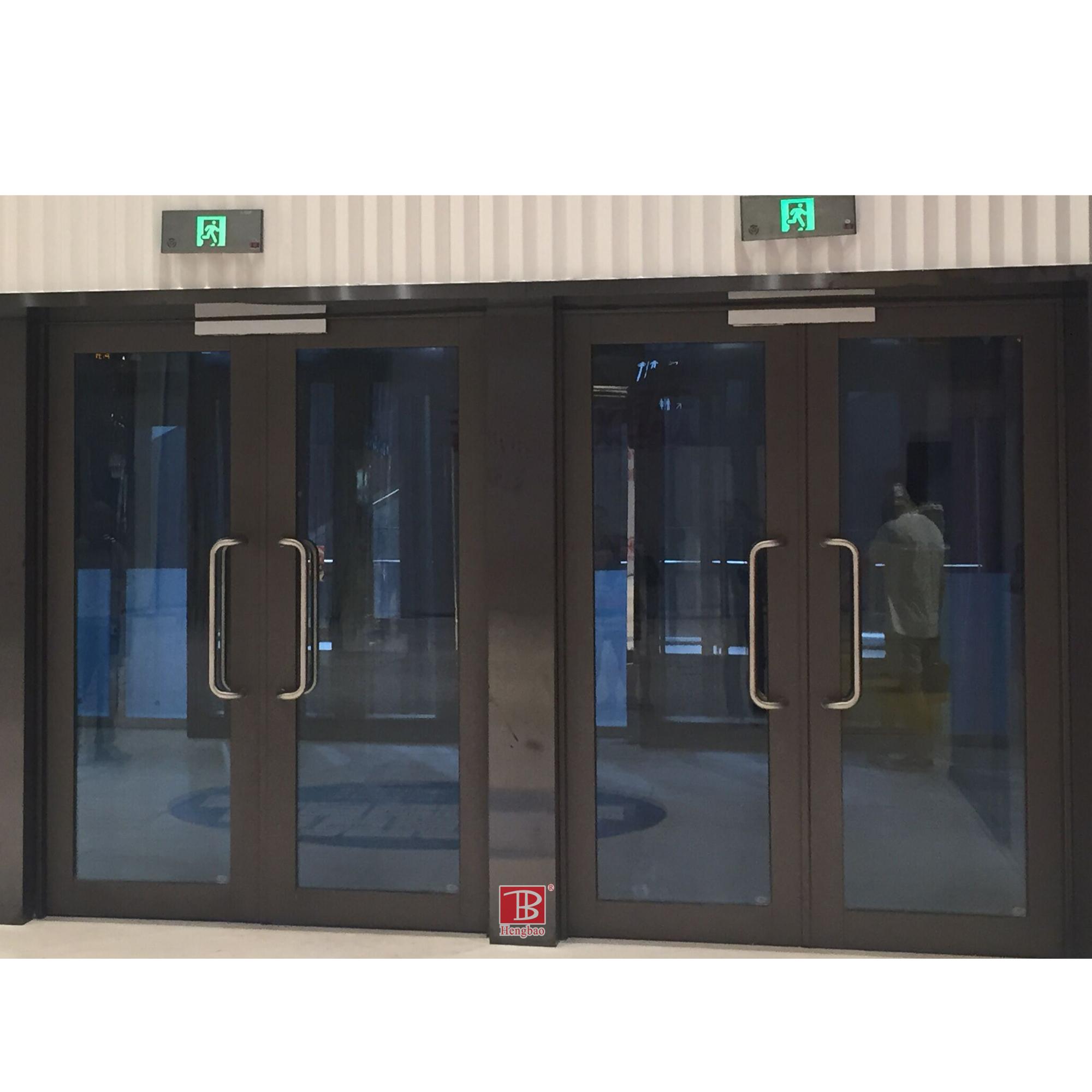 Automatic Modern Steel Reinforced Fire Glass Door Finished Surface 60-Minute Fire Prevention Rating BS476 Mall Supermarket