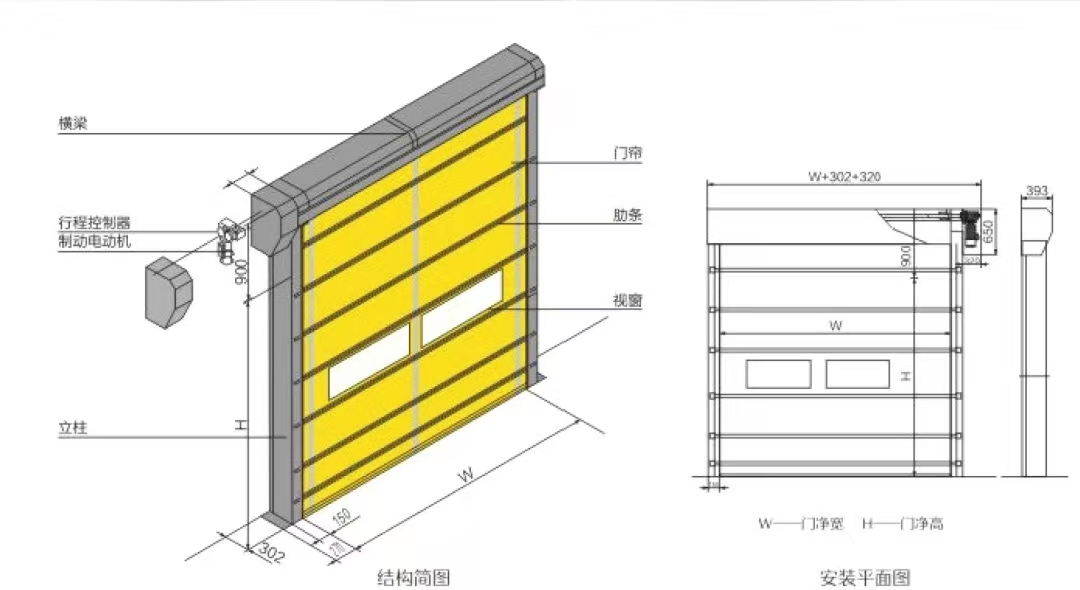 High-Speed Folding Automatic Roller Shutter Door Rapid PVC Stacking Commercial Doors for Workshop and Warehouse