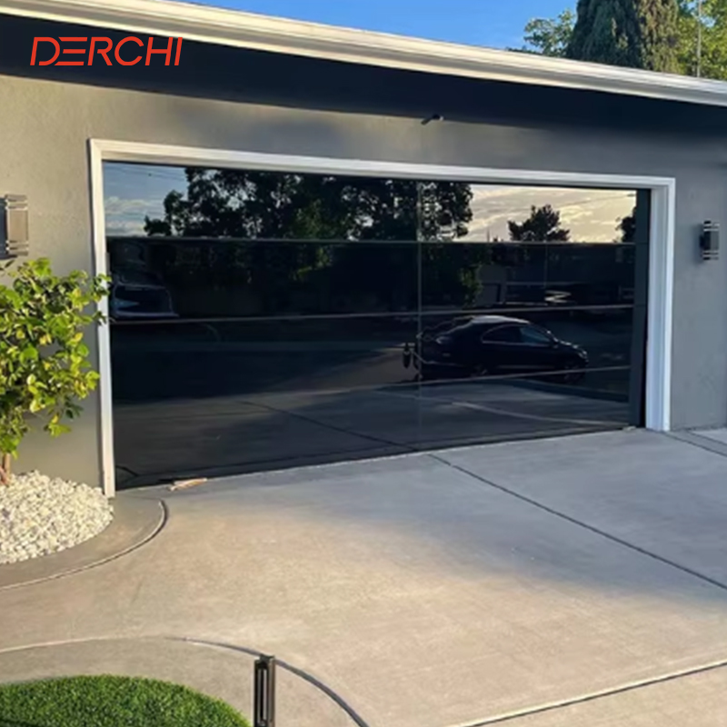 Modern Design Manufacturer Smart Sectional Glass Garage Doors for Villa Home Automatic Durable Customized Black Garage Door