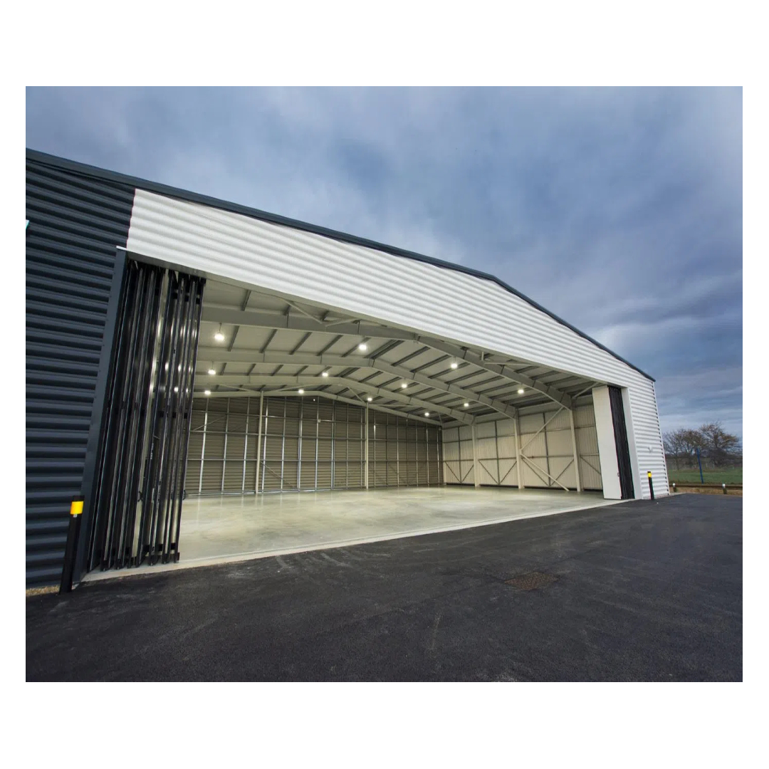 ISO Certified Supplier's Custom Aircraft Hangar with Bi-Fold Doors for Office Building &amp; Mall Construction Design