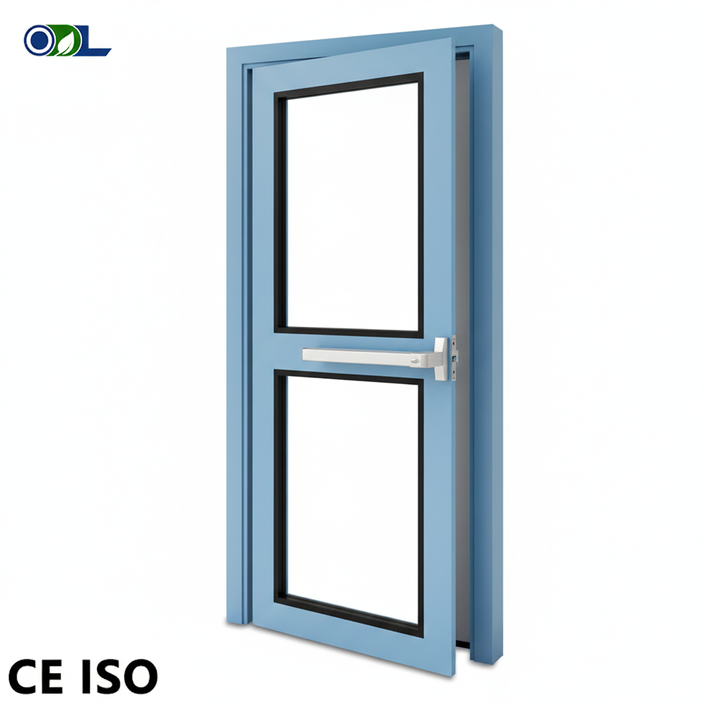 Acoustic Fire Rated Exit Door with Large Glass Window and Panic Bar for Soundproof Room