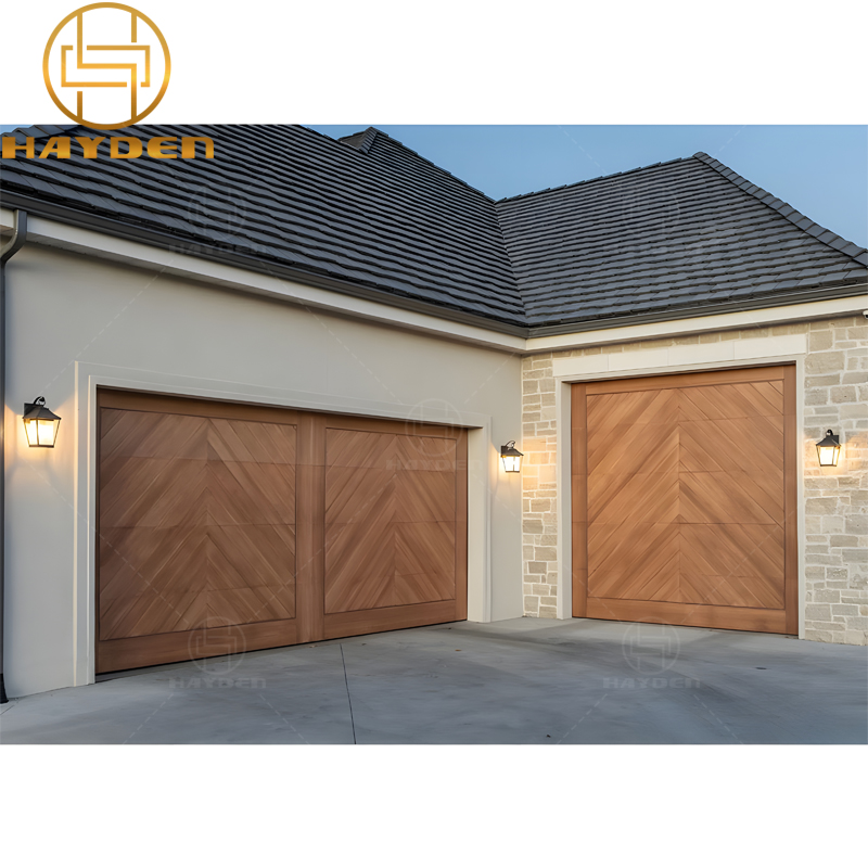Customized Solution Traditional Electric Automatic Aluminum Solid Wood Overhead Garage Doors Thermal Insulation for Villa
