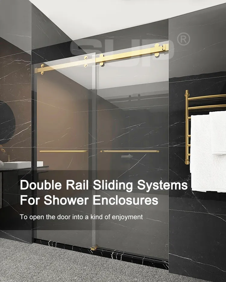 10X50mm Rail Sliding Set Bathroom Stainless Steel Frameless Shower Sliding Door System