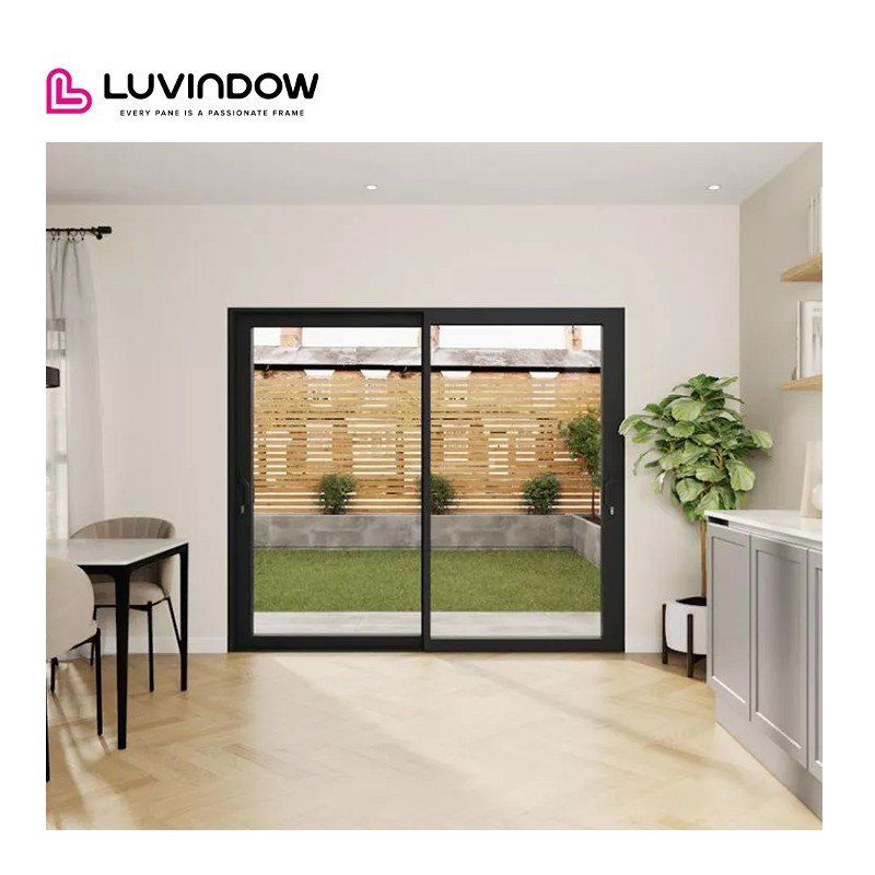 Luvindow Hurricane Impact Thermal Break Exterior Patio Aluminium Sliding Doors With Argon Low E Tempered Aluminium Glass Door