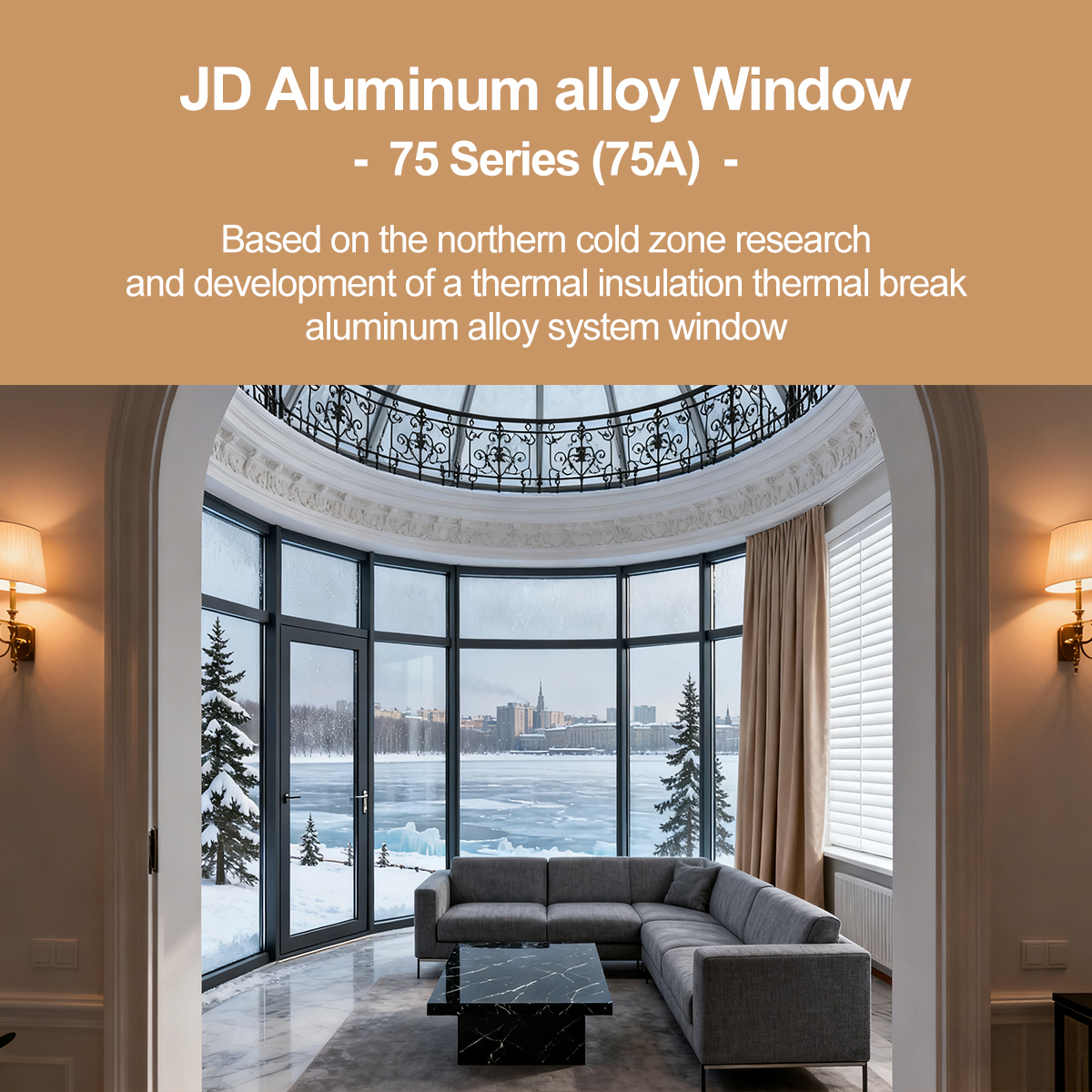 Arctic-grade European Aluminum Alloy Horizontal Sliding Glass Windows Stainless Steel Screen Heat Insulation For Living Room