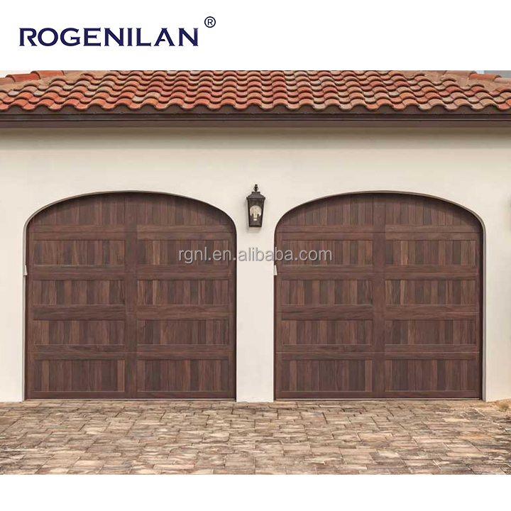 Wood Grain Aluminum Sectional Garage Door With Plexiglass Windows Automatic Sandwich Panel Overhead Garage Doors