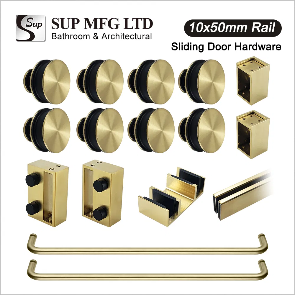 10X50mm Rail Sliding Set Bathroom Stainless Steel Frameless Shower Sliding Door System