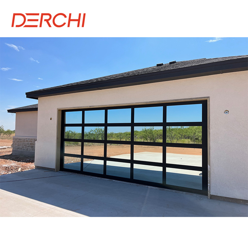DERCHI Customized Colors Modern Electric European Standard Thermal Insulation Matte Black Smooth Panels Garage Doors For Villas