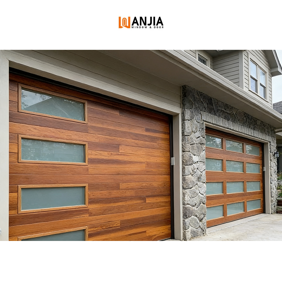 Hot Sell Modern Design Full View Aluminum Tempered Glass Automatic Sandwich Panel Overhead Sectional Garage Door