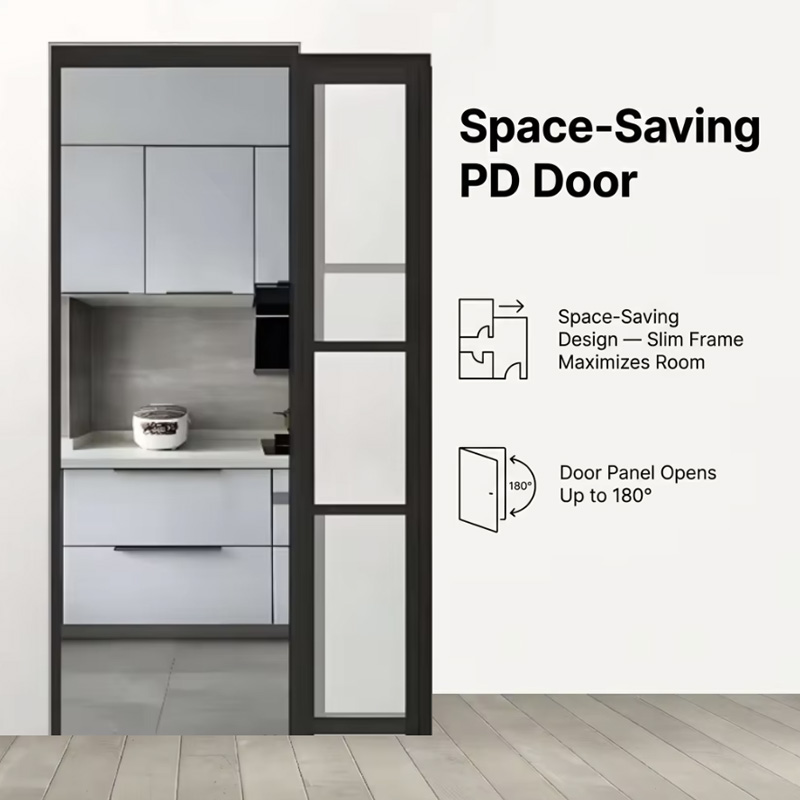 Ultra Narrow Border Aluminum PD Folding Door Ideal Space Solution For Compact Bathroom Doorway