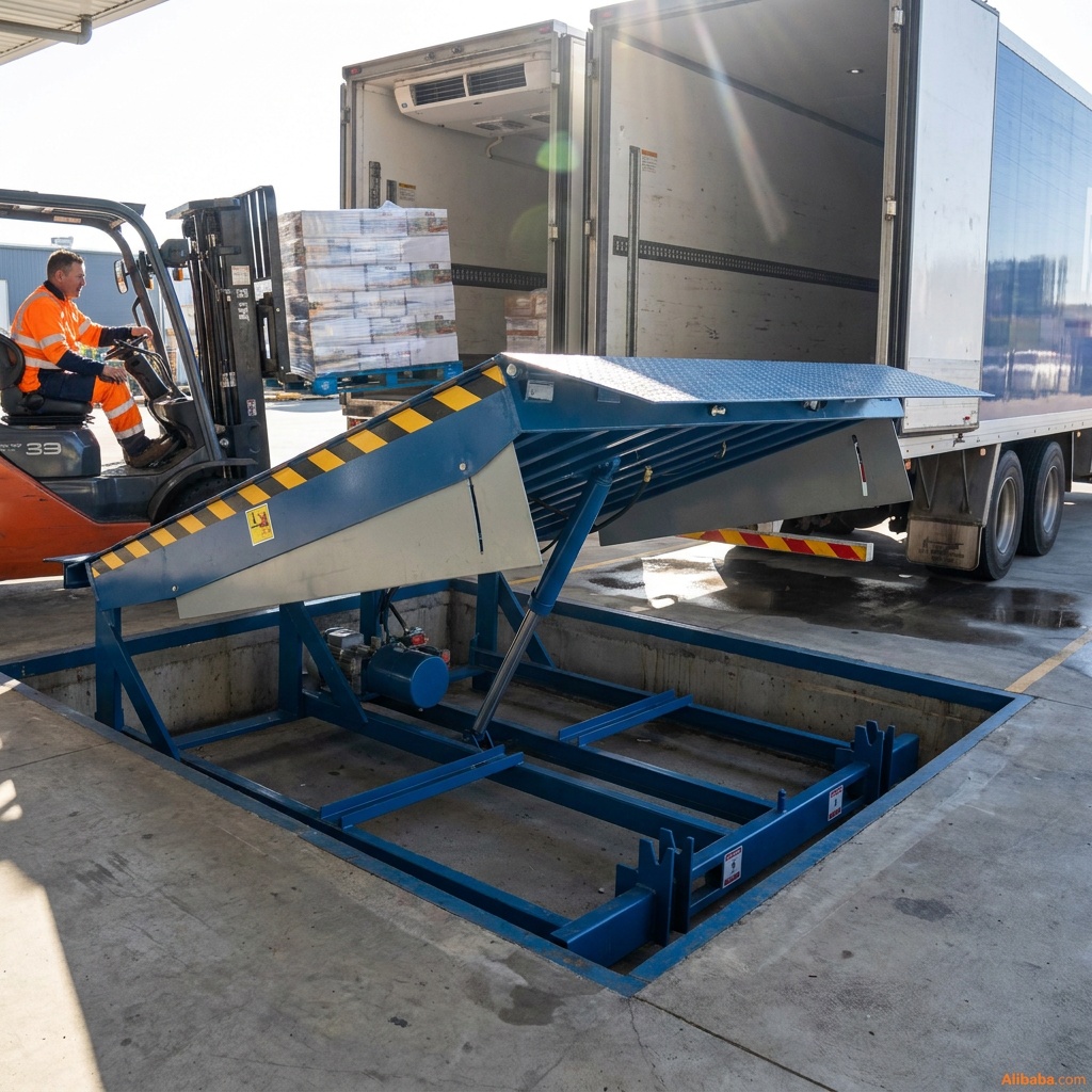 Pit Type Hydraulic Dock Leveler Fixed Loading Dock Platform with Fold Down Lip Plate for Warehouse Distribution Center