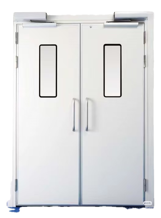 Wholesale Fire-Rated Steel Door Automatic Safety Eixt Hospital Door with VIewing Window Interior Use