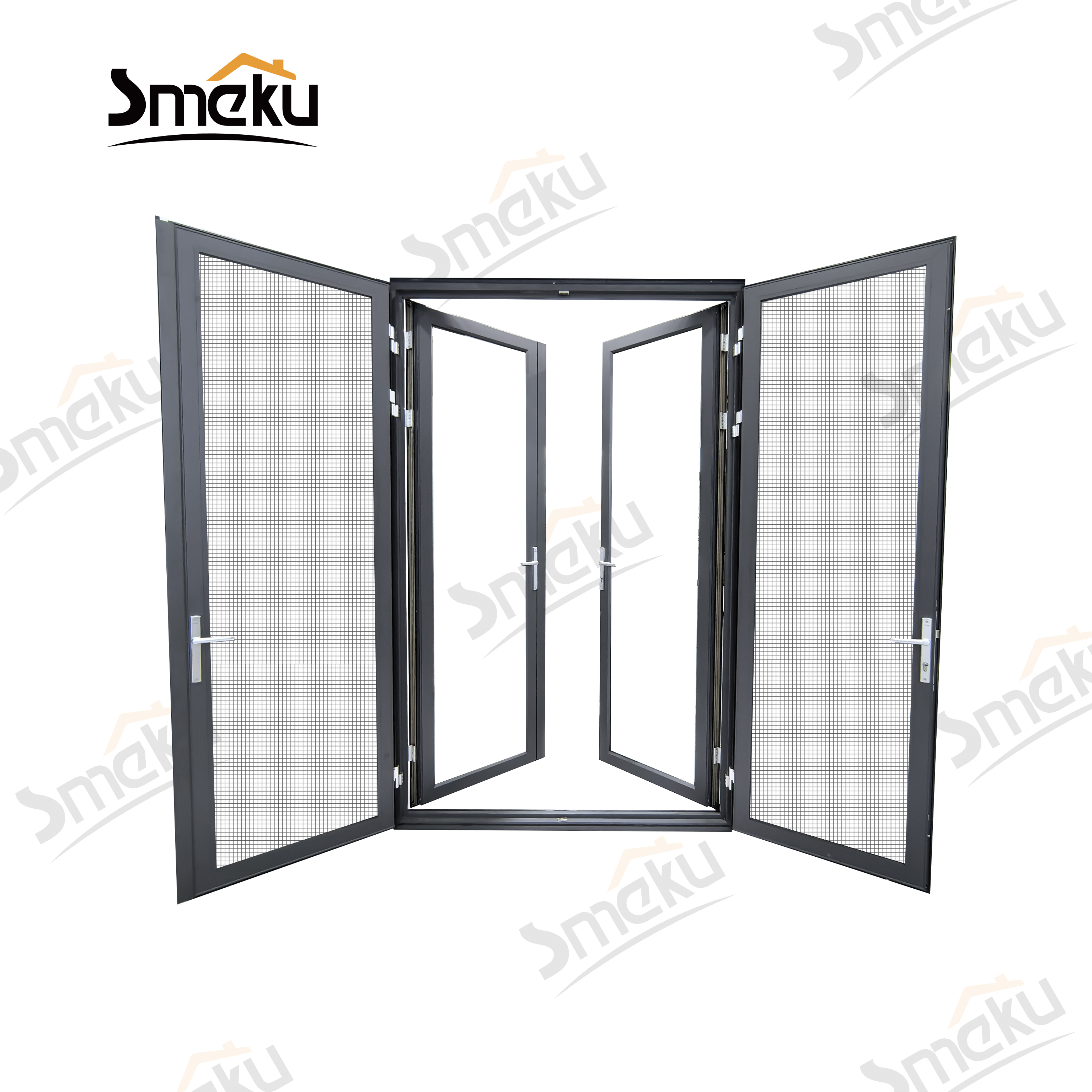 Triple-Reinforced Aluminum French Door with High-Performance Double Glazing for Immense Structural Strength