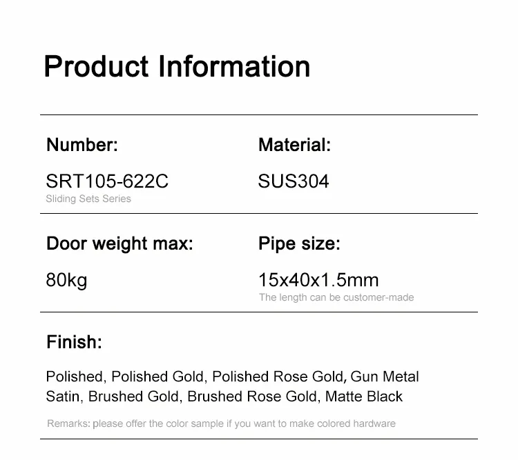 10X40mm European Style Glass Door System Stainless Steel Sliding Door Hardware Set