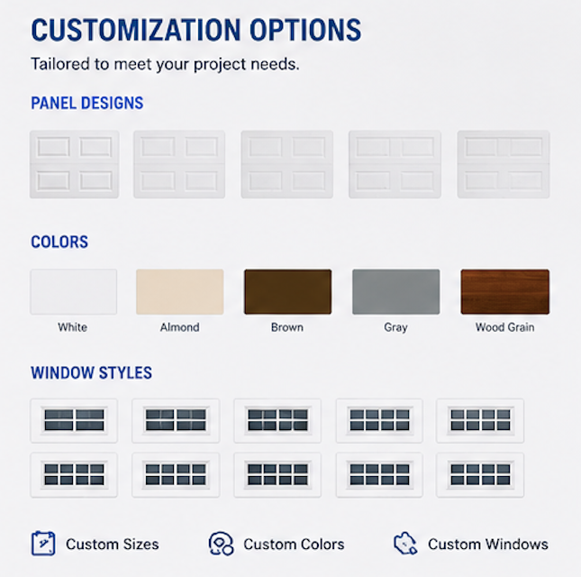 Sectional Garage Door 9x8 Home Two Cars Custom Galvanized Iron Automatic Modern Motor Windproof Entry Exterior