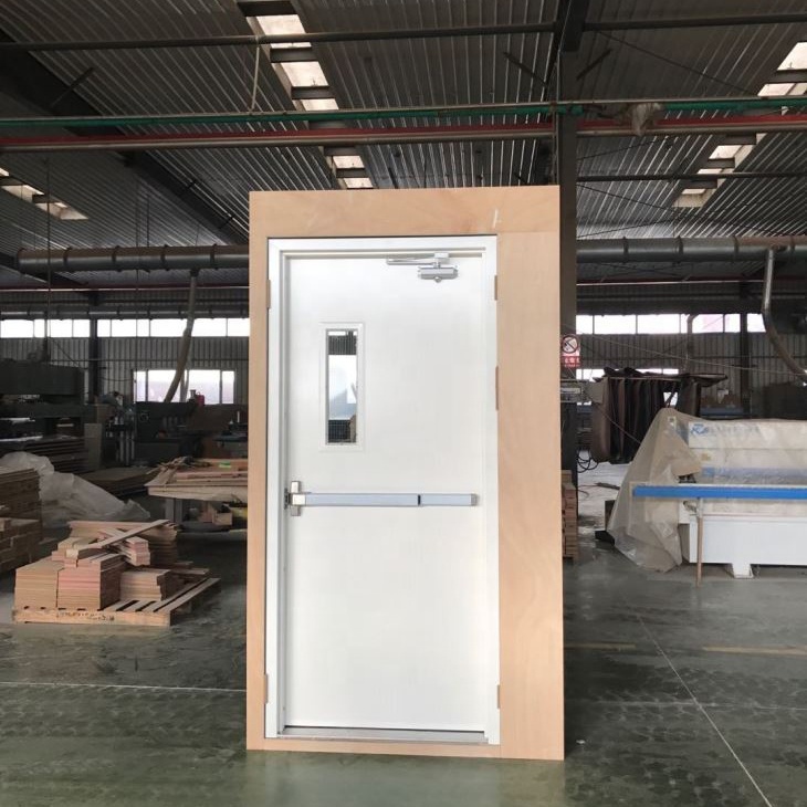USA Standard UL WH Approve 90 Mins Fire Rated Commercial Steel Doors With Narrow Vision