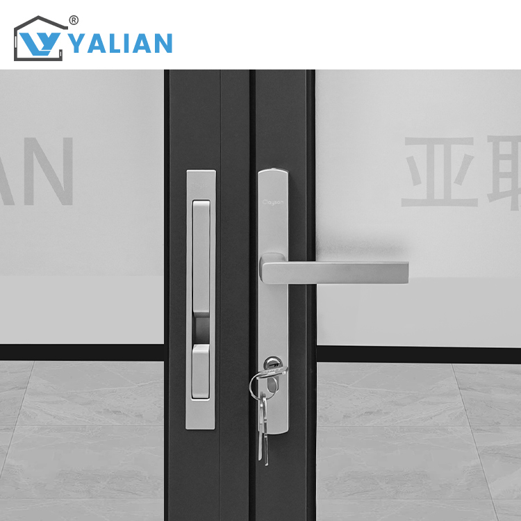 Modern Double Tempered Glass Bifolding Door Aluminum Alloy Hurricane-Proof Exterior Folding Door for Apartments Finished Surface