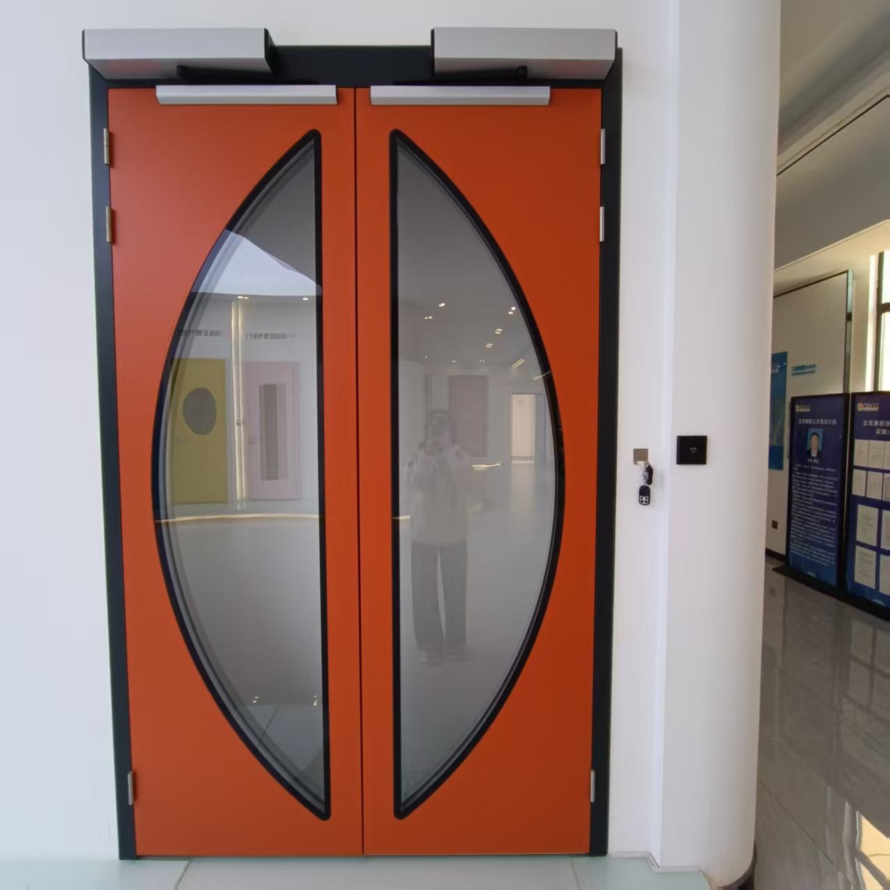 Wholesale Fire-Rated Steel Door Automatic Safety Eixt Hospital Door with VIewing Window Interior Use