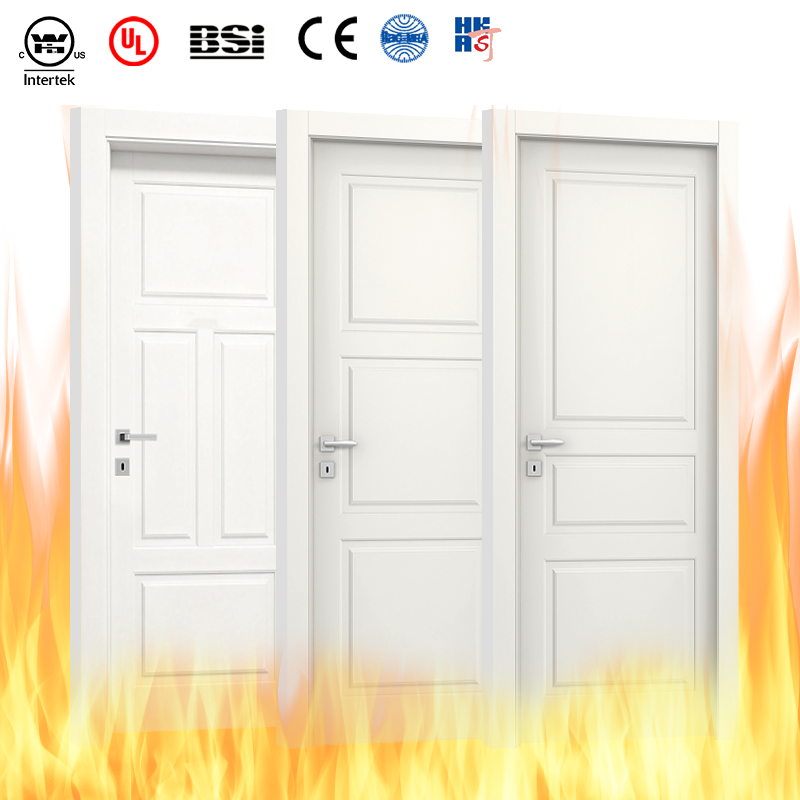 White Wooden Fire Rated Door UL EN BS Certified Interior Fire Door Commercial Building Hotel Project Fire Door Manufacturer