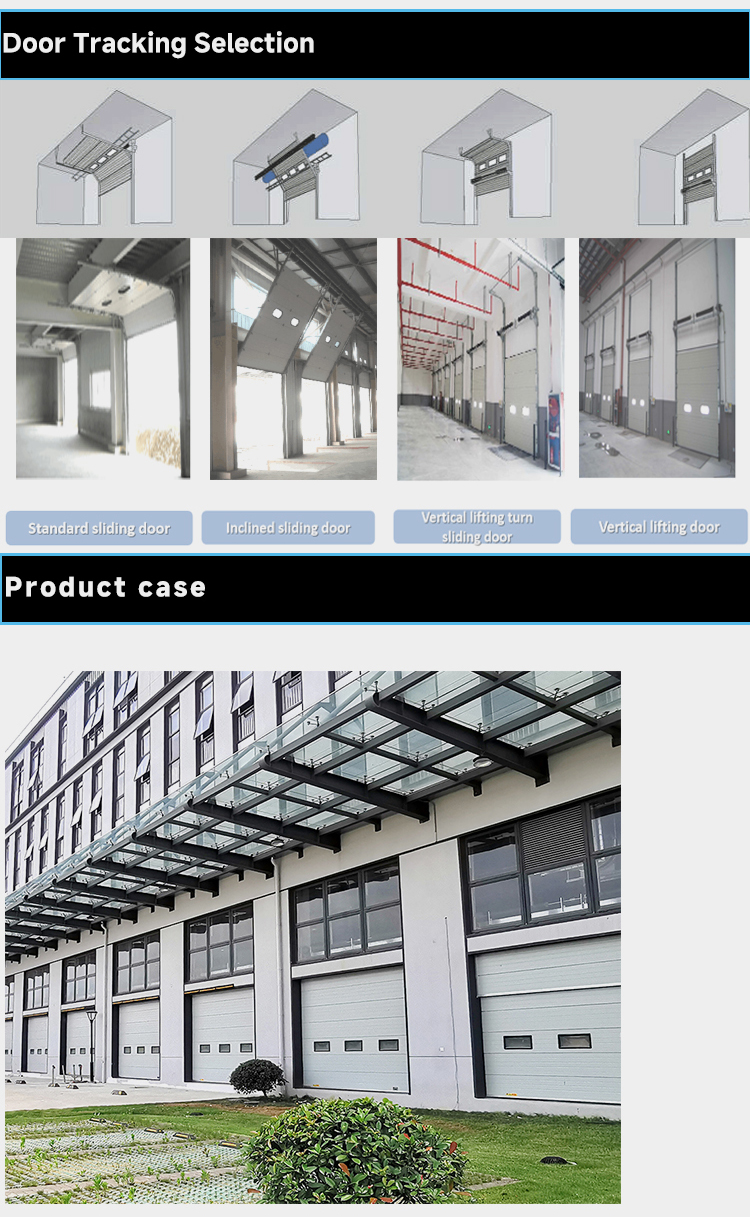Waterproof Industrial Sectional Door for Warehouse Remote Control Overhead Roll Doors with Multiple Openings Finished Surface
