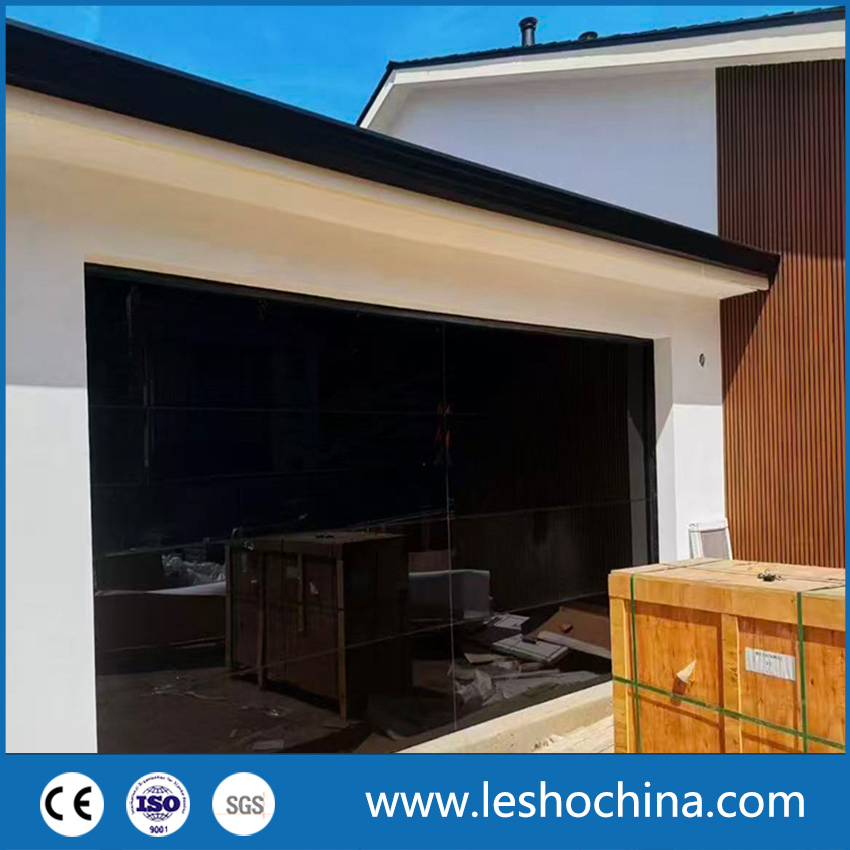 Frameless Glass Garage Door, Luxury Automatic Full View Aluminum Tempered Glass Sectional Overhead Door for Modern Villa Residential