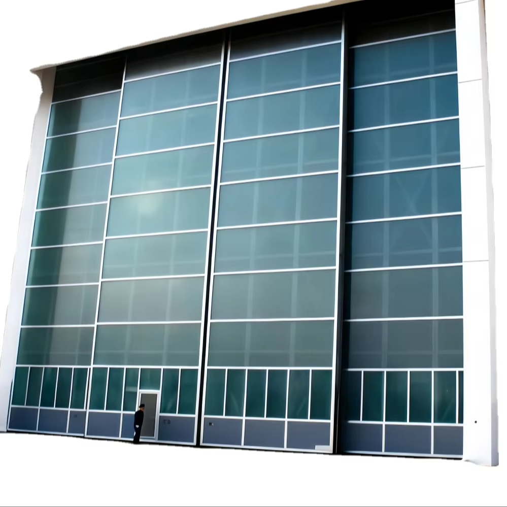 Customized Steel Framed Structure Large Transparent Horizontal Side-Sliding Hangar Door Multi-Door Free-Sliding Industrial Door