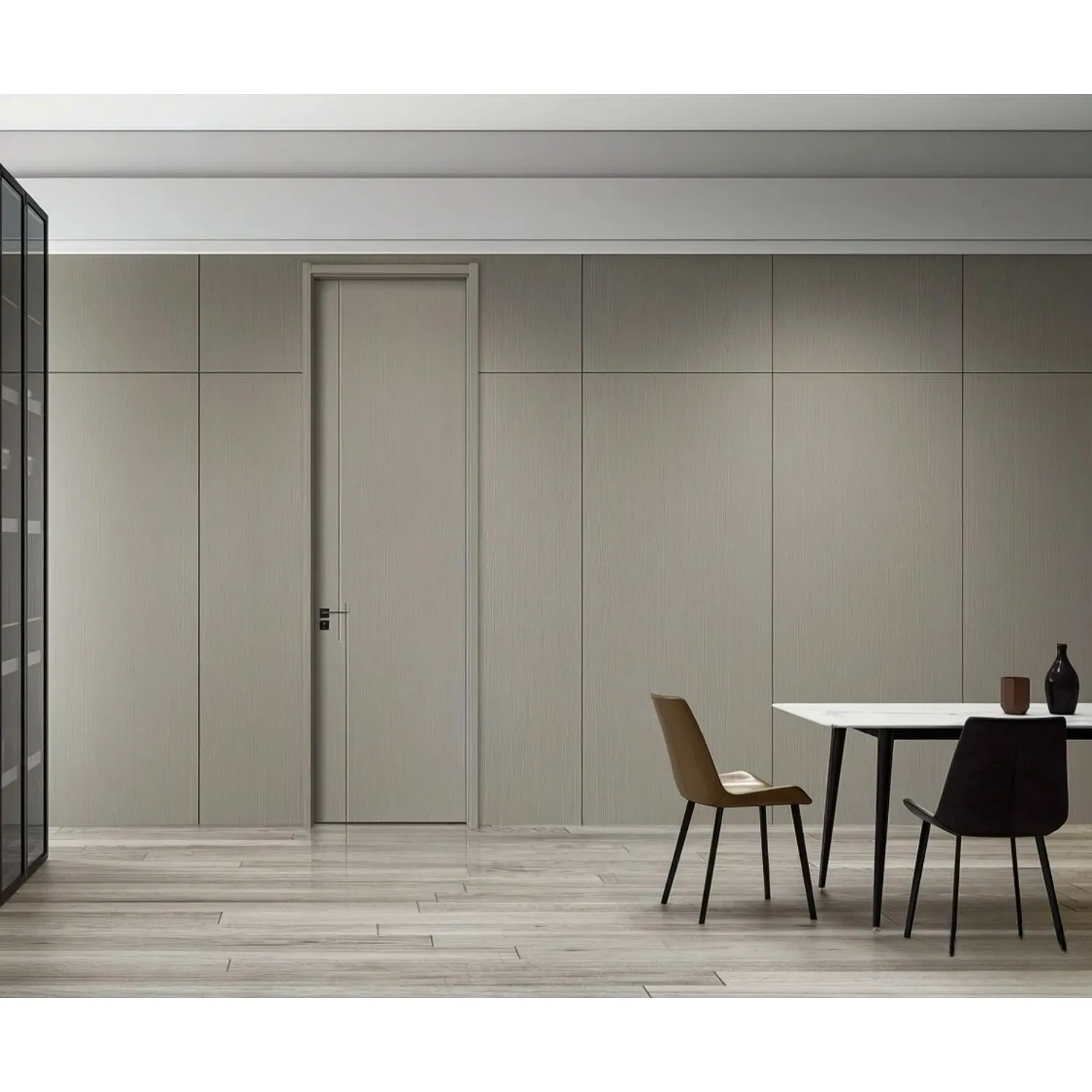PVC New Design Factory Wood MDF High-End International Standard Security Elegant WPC Door for Bathroom Interior Wooden French-Style Flush Wooden Door