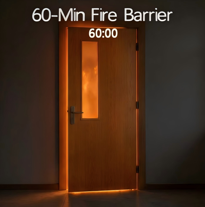 1H Fire Rated Door 46dB Soundproof Solid Wood Door Minimalist Slab Door for School