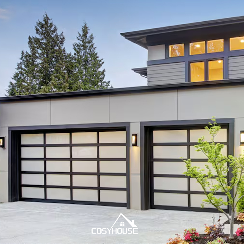Cosyhouse Black Electric Overhead Canopy Garage Door Residential Up-and-over Garage Door Commercial Tilt-up Garage Door