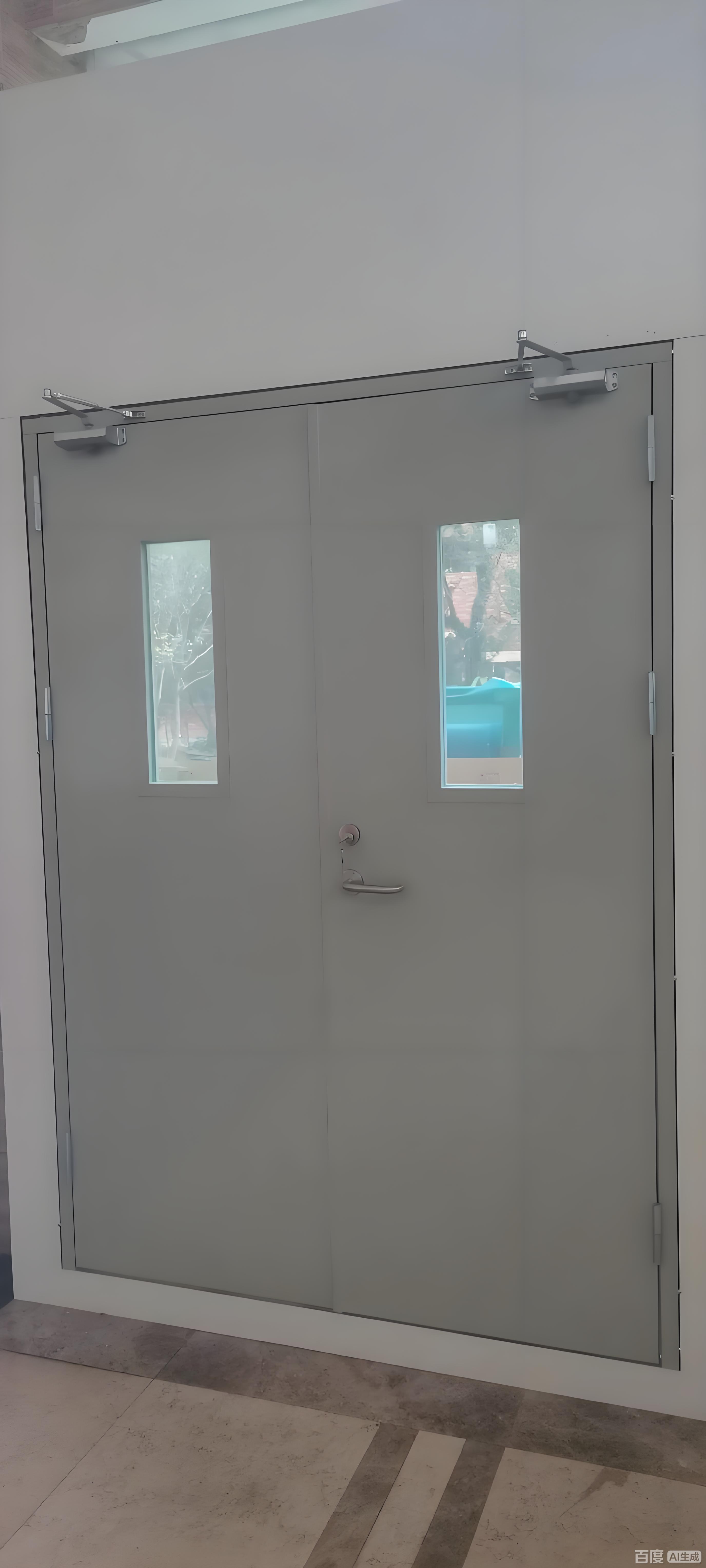 Modern Fire Rated Steel Door for Commercial Buildings Narrow Glass Finished Paint for Hotels Fire Prevention