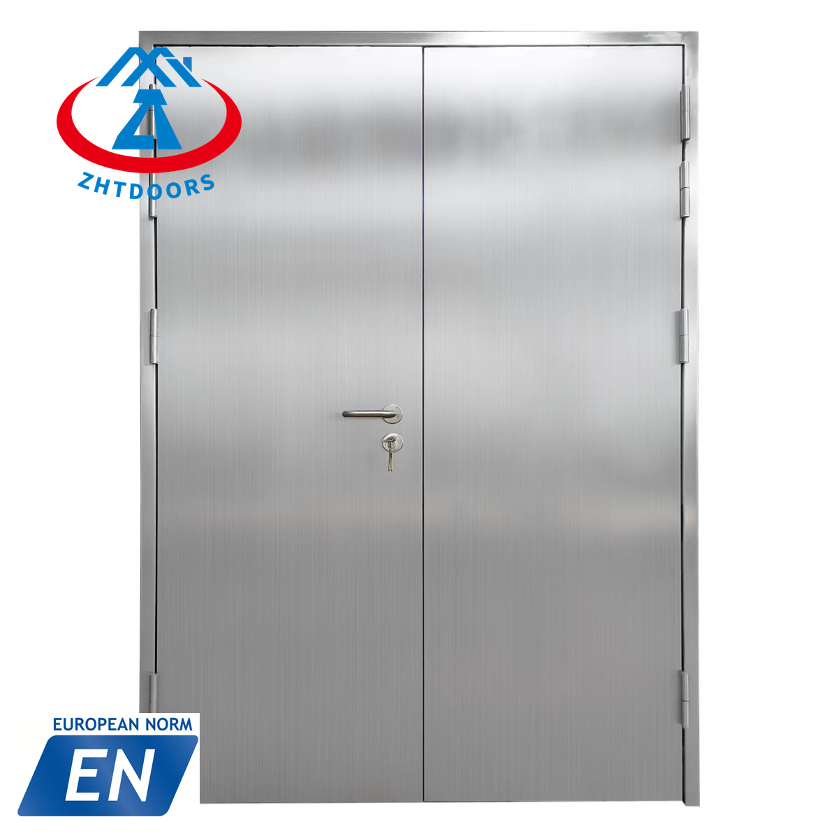 ZHTDOORS High Hardness EN Standard 1 Hour Metal Security Stainless Fire Rated Steel Doors Design