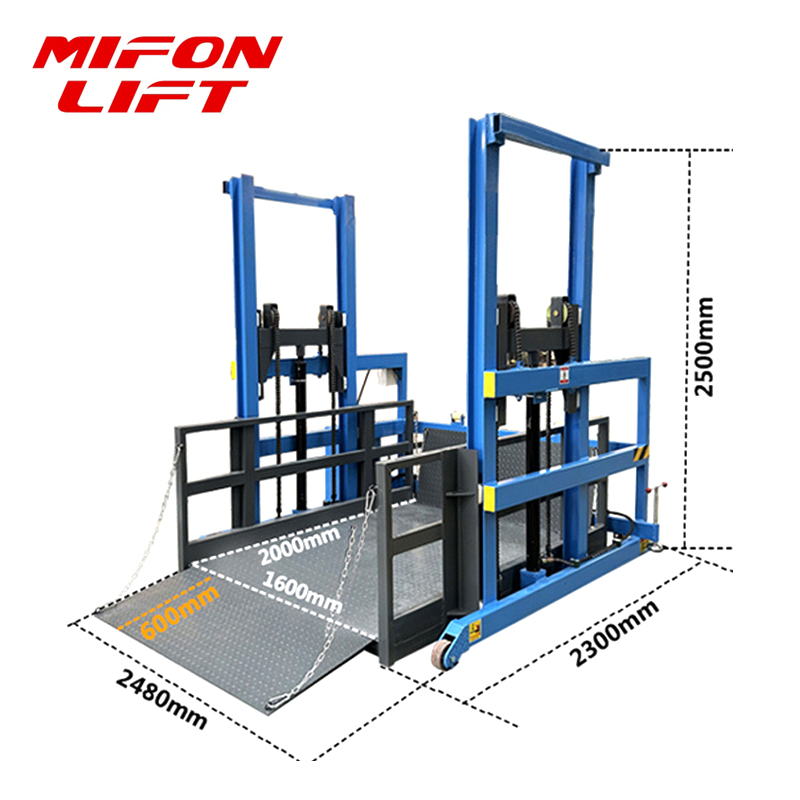 MIFONLIFT 2000kg 3000kg 1.7m Height Mobile Loading Dock Platform Hydraulic Mobile Truck Loading Ramp For Warehouse