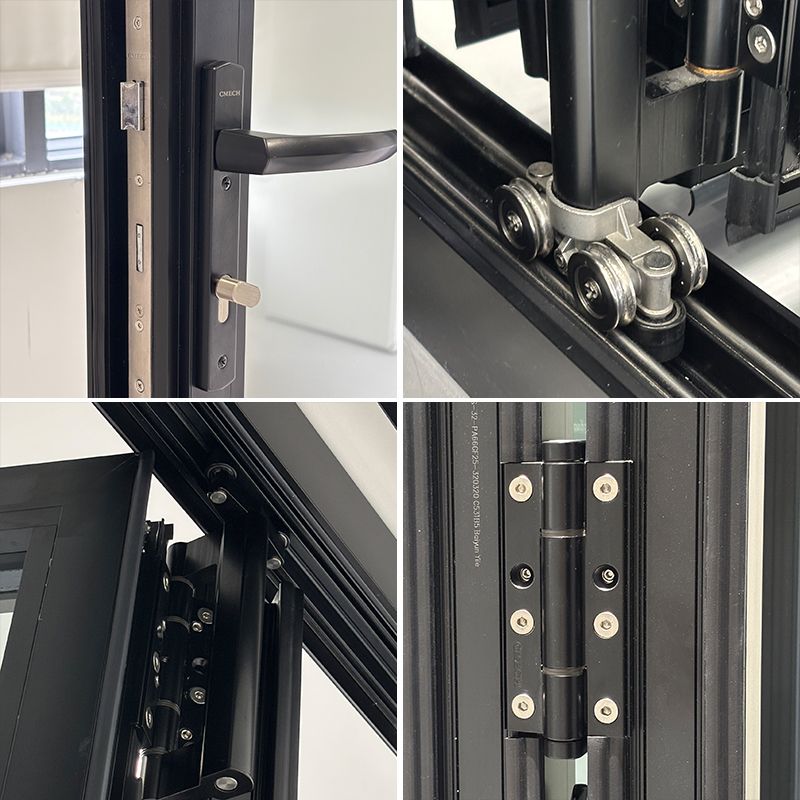 USA Standard Outdoor Aluminum Vertical Stacking Door Double Tempered Glass Insulated Waterproof Patio Balcony Bi-Folding Doors
