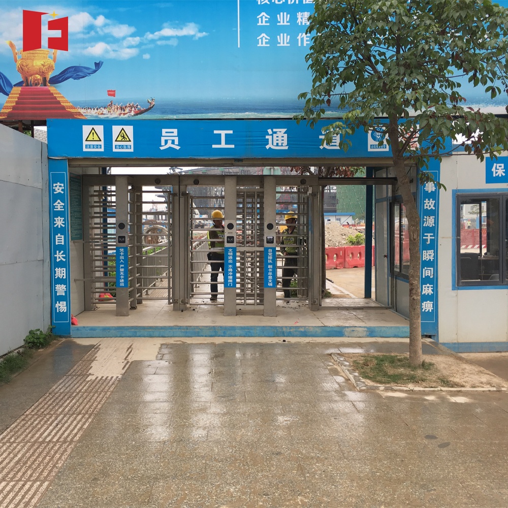 Double Entrance Full Height Turnstile With Cage Secure Access Control for Warehouse Perimeter Security