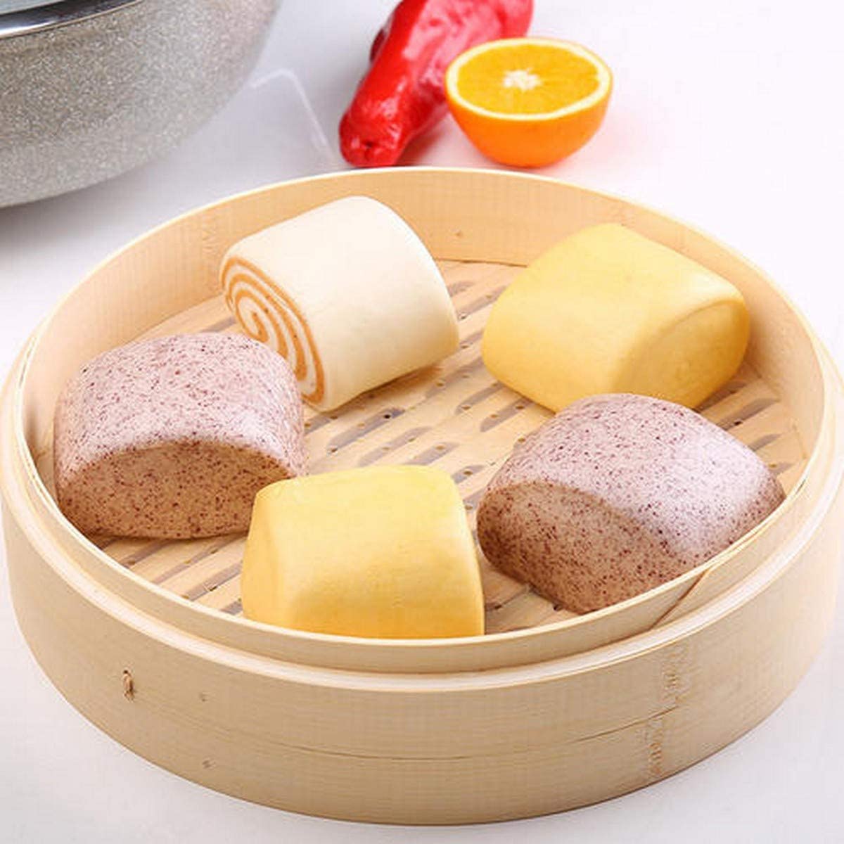 Chinese Bamboo Steamer Steaming Basket for Vegetable Seafood Dim Sum Dumpling Bun Egg , 12-inch