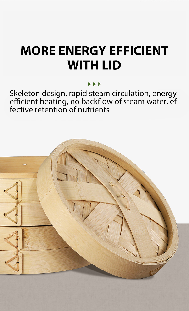 Traditional Bamboo Steamer Baskets with Chopsticks