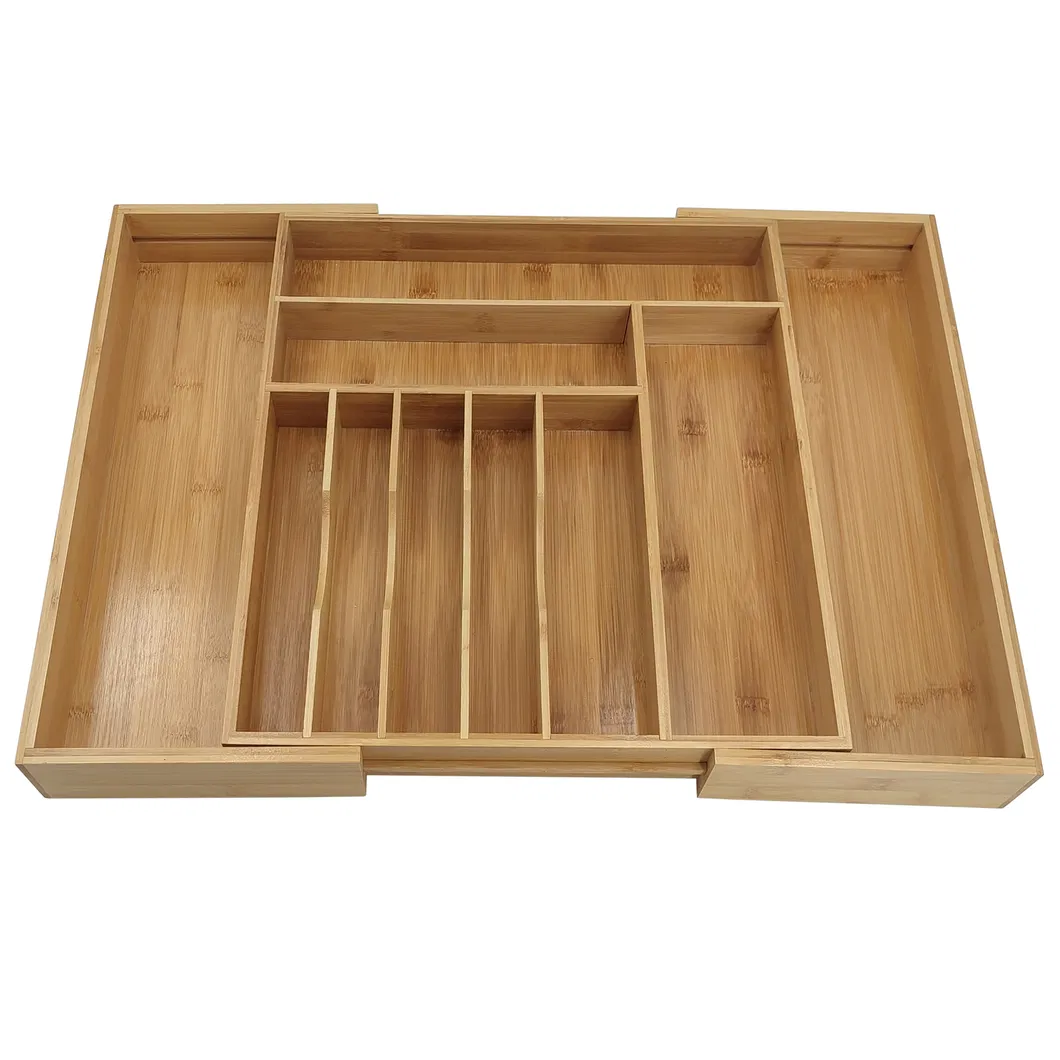 Kitchen Expandable Utensil Drawer Organizer Wooden Bamboo Cutlery Tray