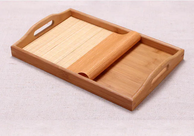 Bed Food Fruit Ottoman Mirror Cutlery Non Plastic Coffee Table Bamboo Serving Tray Wholesale
