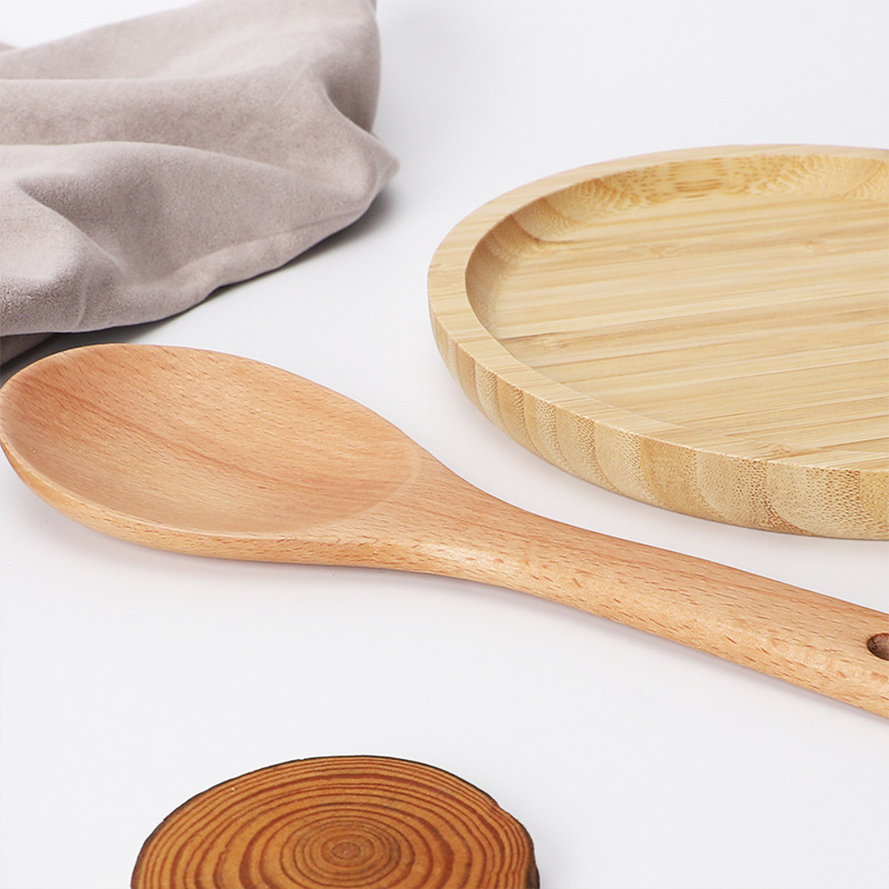 Customized Classic Bamboo Wooden Eco-Friendly Kitchen Utensil-Salad Mixing Soup Scoop Rice Paddle Serving Spoon for Home