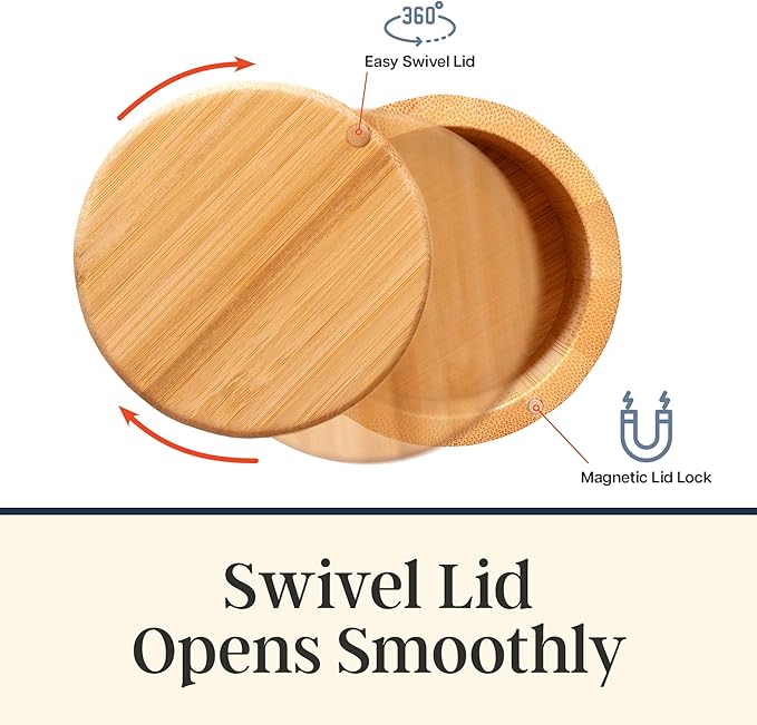 Totally Bamboo Salt Cellar with Swivel Lid That Bamboo Spice Box Storage Container for Kitchen Storage with Magnetic Closure