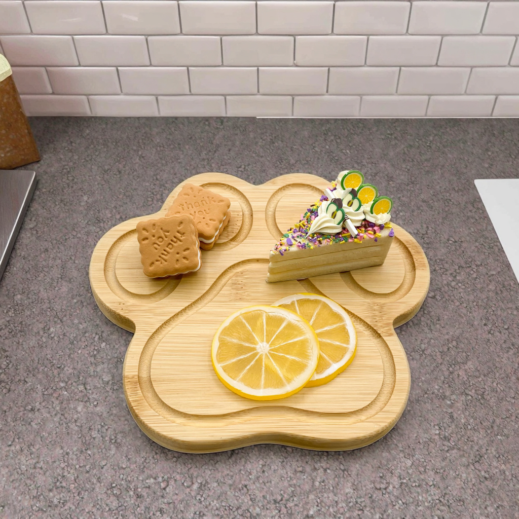Paw Shaped Bamboo Blocks Wooden Cutting Board and Charcuterie Board for Dog and Cat Lovers