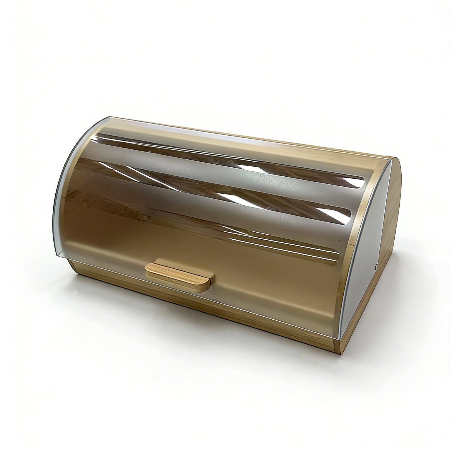 Bamboo Modern Eco-Friendly Bread Storage Box See-Through Roll Top 3-6L Countertop Food Container Home Commercial