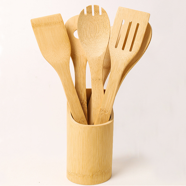 Bamboo Eco-Friendly Customizable BAMSEN Cooking Utensils Spatula and Spoon 30x6cm for Home and Restaurant Use