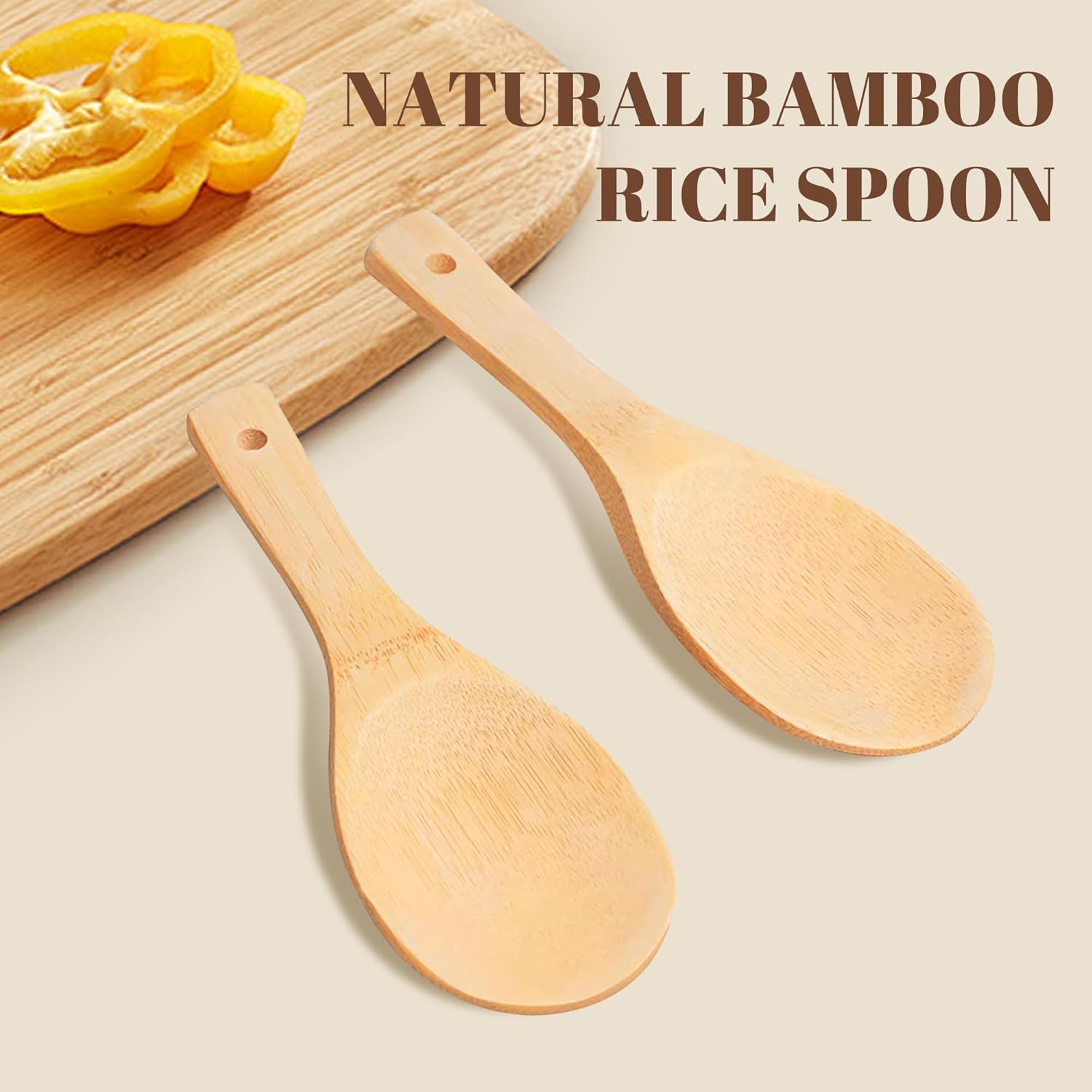 Mengfanjingxiang Eco-Friendly Bamboo Paddle-20cm Natural Wood Non-Stick Rice Scooper Model Wood for Serving and Cooking