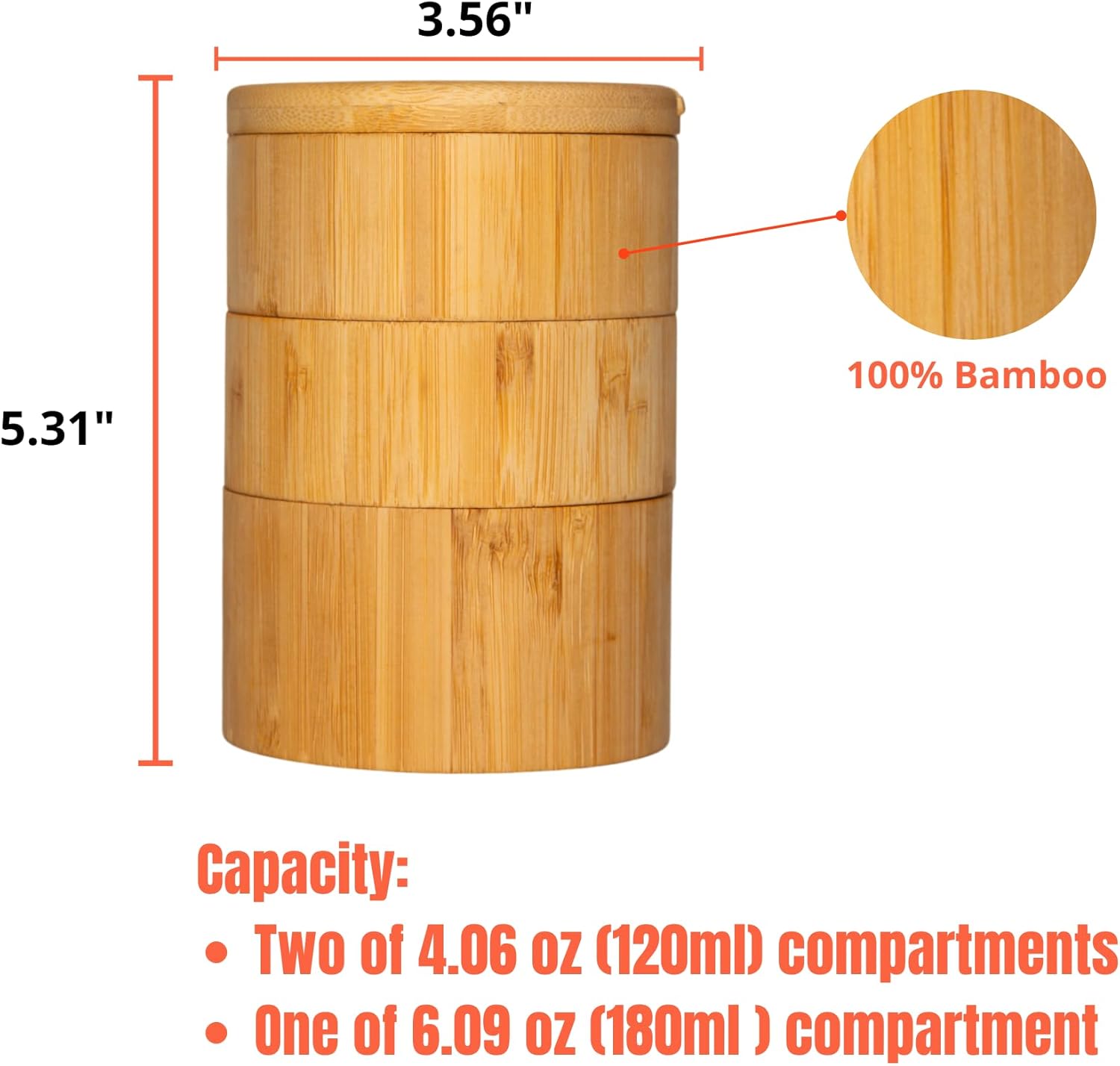 Bamboo Salt Cellar with Magnetic Lid and Spoon - Ideal for Celtic Sea Salt, Redmond Real Salt, and Salt and Pepper Bowls