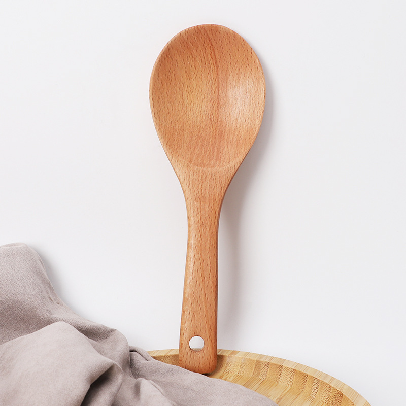 Customized Classic Bamboo Wooden Eco-Friendly Kitchen Utensil-Salad Mixing Soup Scoop Rice Paddle Serving Spoon for Home