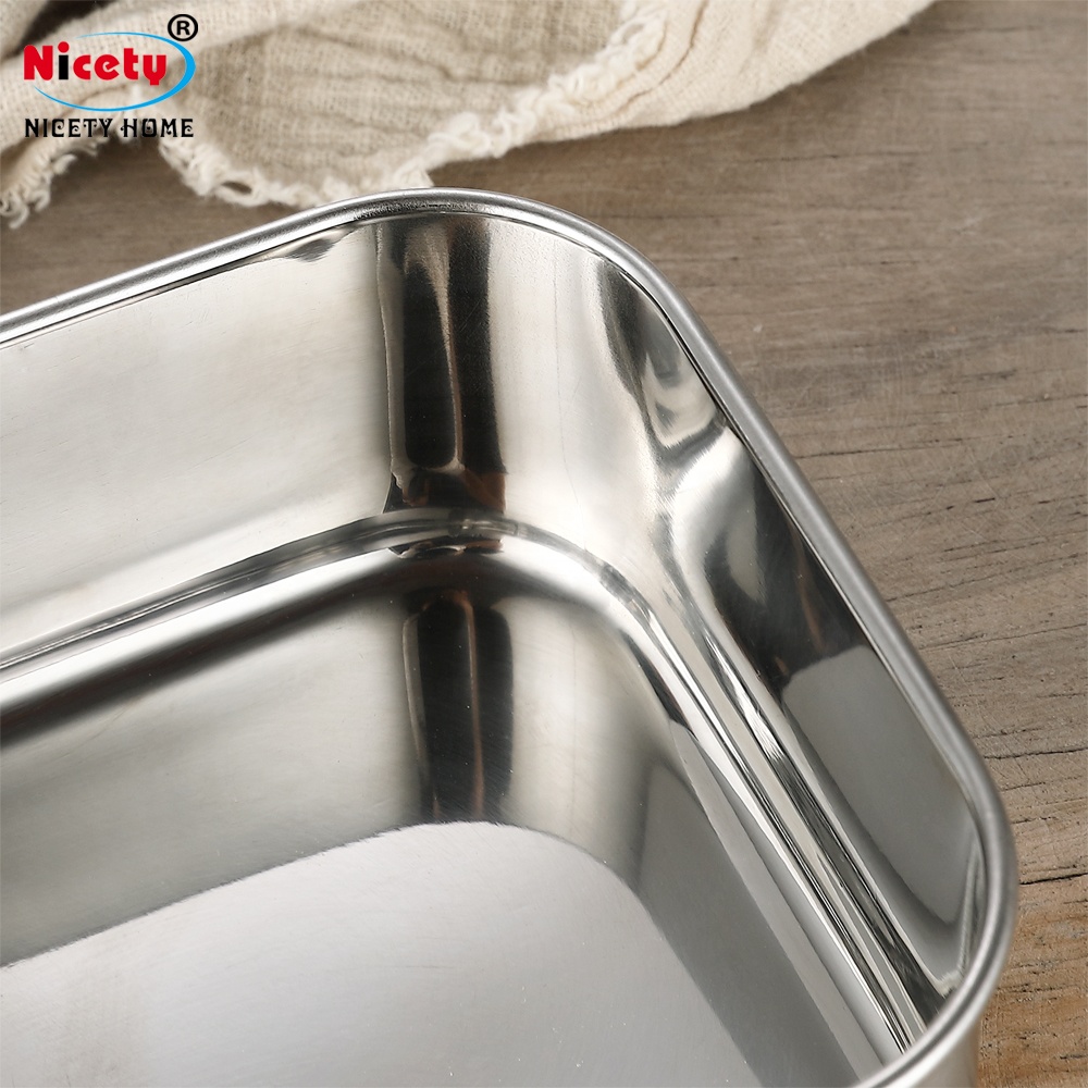 Eco Stainless Steel Food Grade 304 Metal Stainless Steel Bread Box Bento Lunch Box With Bamboo Lid