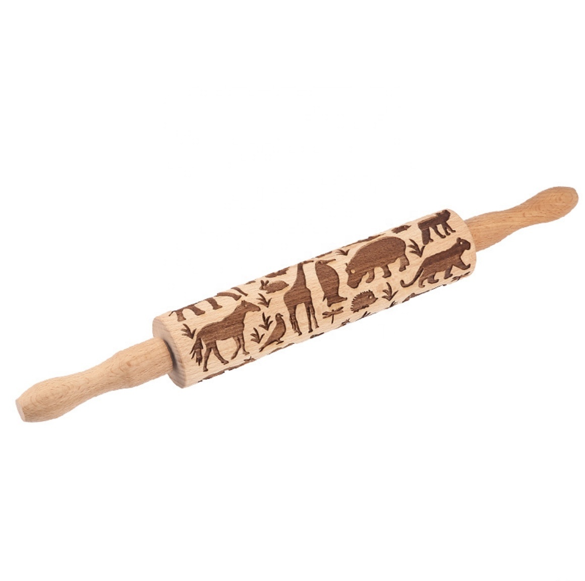 Custom Bamboo Eco-Friendly Rolling Pin Christmas Embossed Retro Print for Pastry Crafting Kitchen Tools