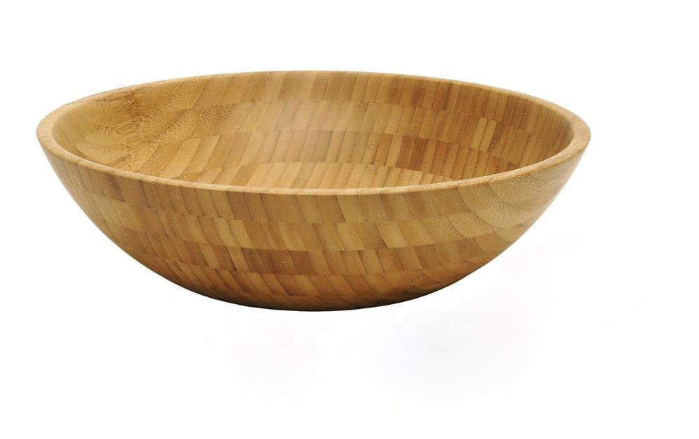 Large 7 Pieces Set Bamboo Wood Salad Bowl with 2 Server Utensils